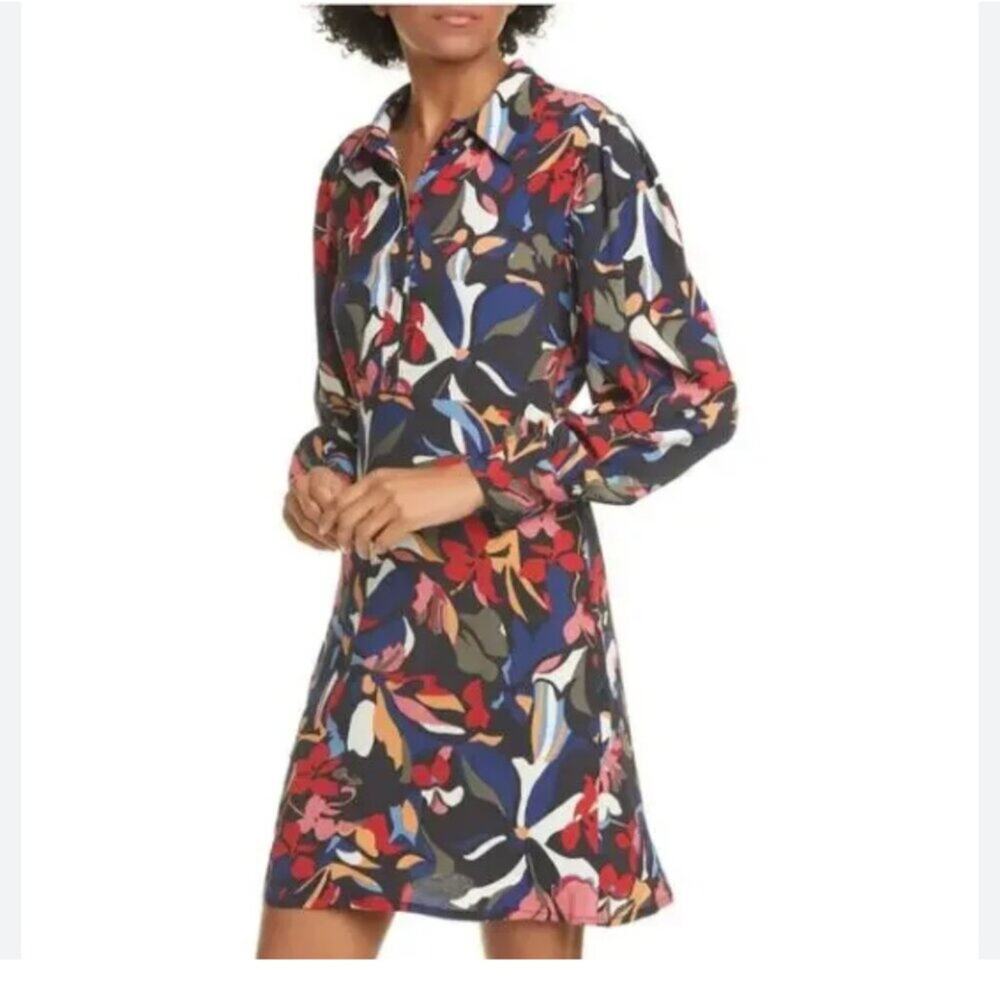 BA&SH Catty Floral Print Womens Size S Pullover Long Sleeve Colorful Shirt Dress